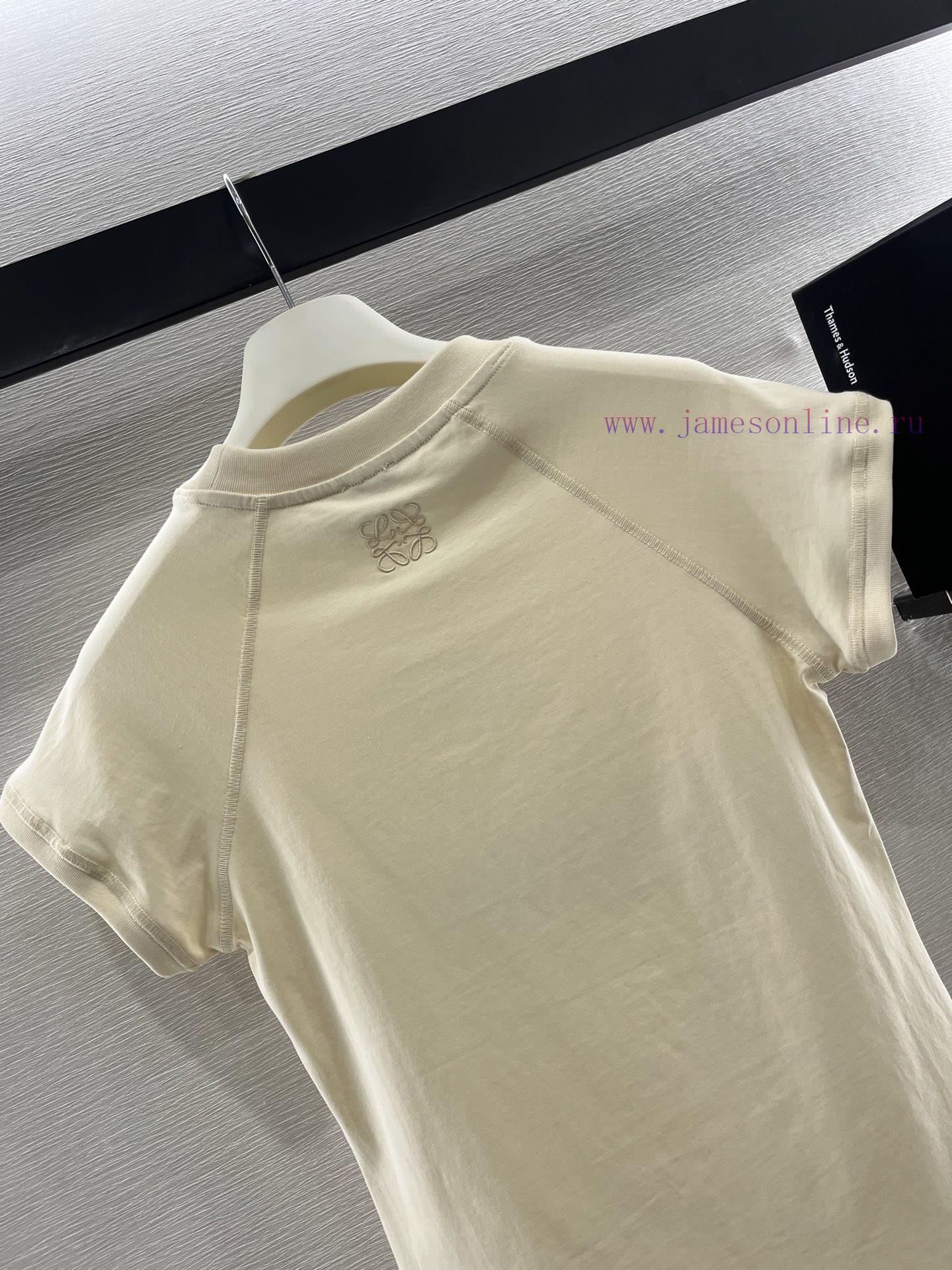 Loewe2025 New Product LaunchRound Neck Printed Letters 𝑇𝑒𝑒Customized YB Native All Cotton Mater app73pvg - Image 5