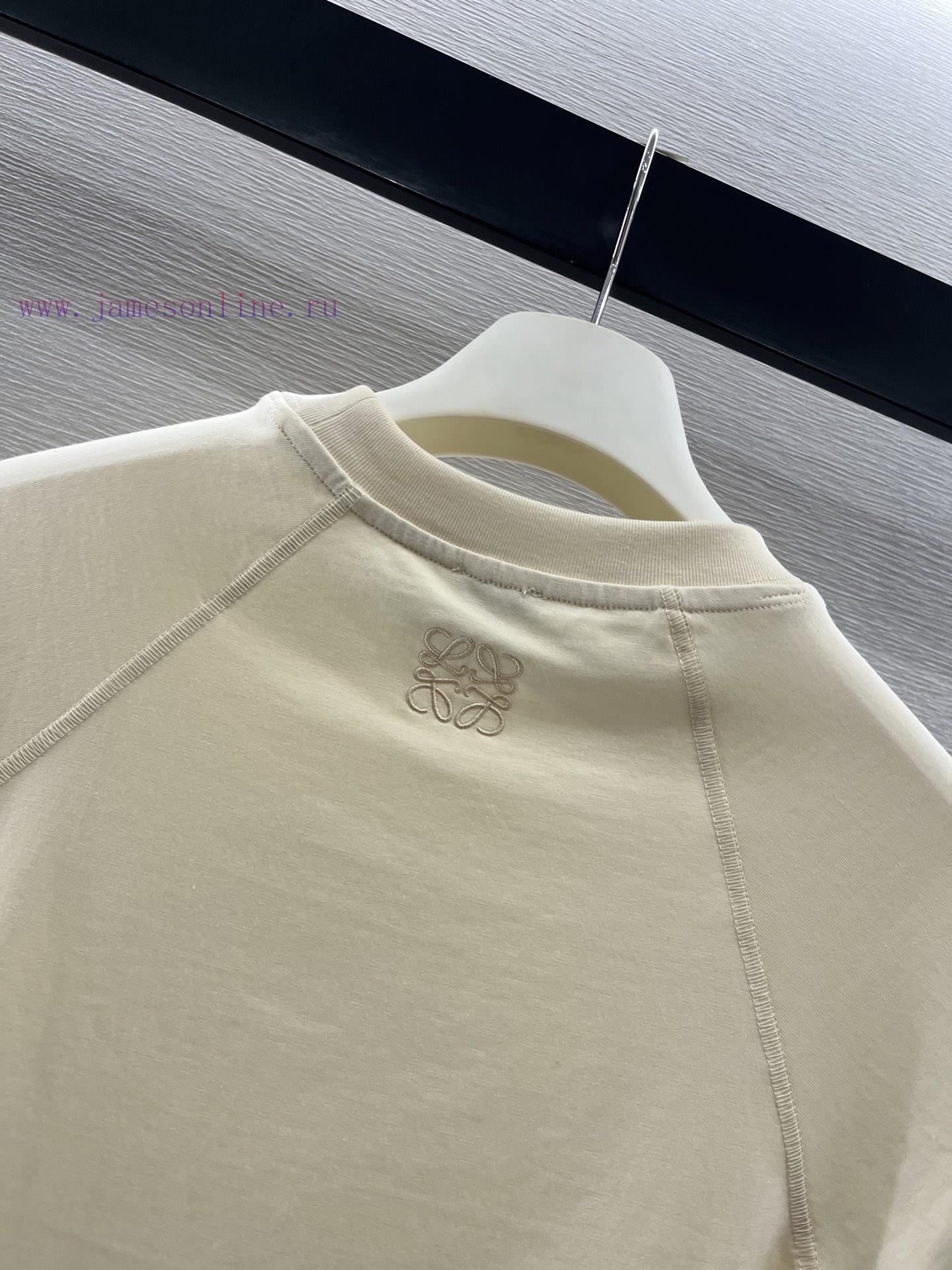 Loewe2025 New Product LaunchRound Neck Printed Letters 𝑇𝑒𝑒Customized YB Native All Cotton Mater app73pvg - Image 7