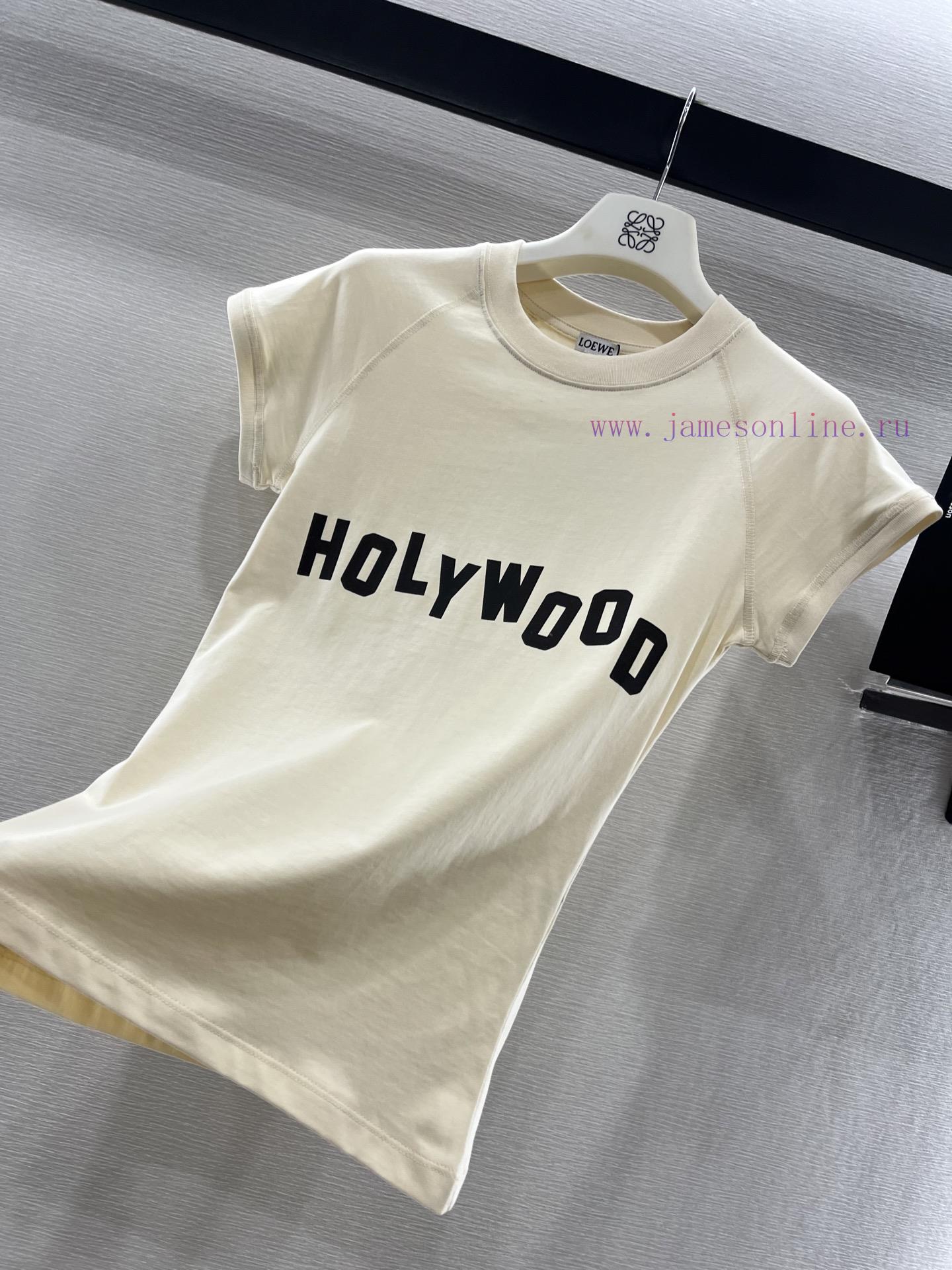 Loewe2025 New Product LaunchRound Neck Printed Letters 𝑇𝑒𝑒Customized YB Native All Cotton Mater app73pvg - Image 8