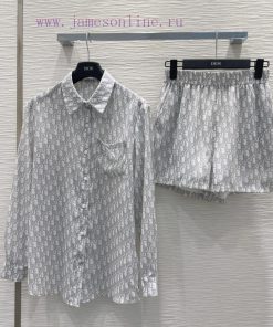 Christian Dior 2025SS New Shirt Set With Micro Perspective And Subtle Fashion. The Style Is Del ziure6o9