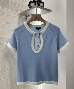 Chanel 2025 New Product LaunchDigging Edging Contrasting Knitted Short SleevesCustomized YB Cas 34nrcfsp