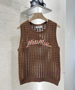 Miumi * 2025 New Product LaunchedHollow Letter Knitted VestCustomized YB Cotton Yarn Weaving Co 8bzxnj97