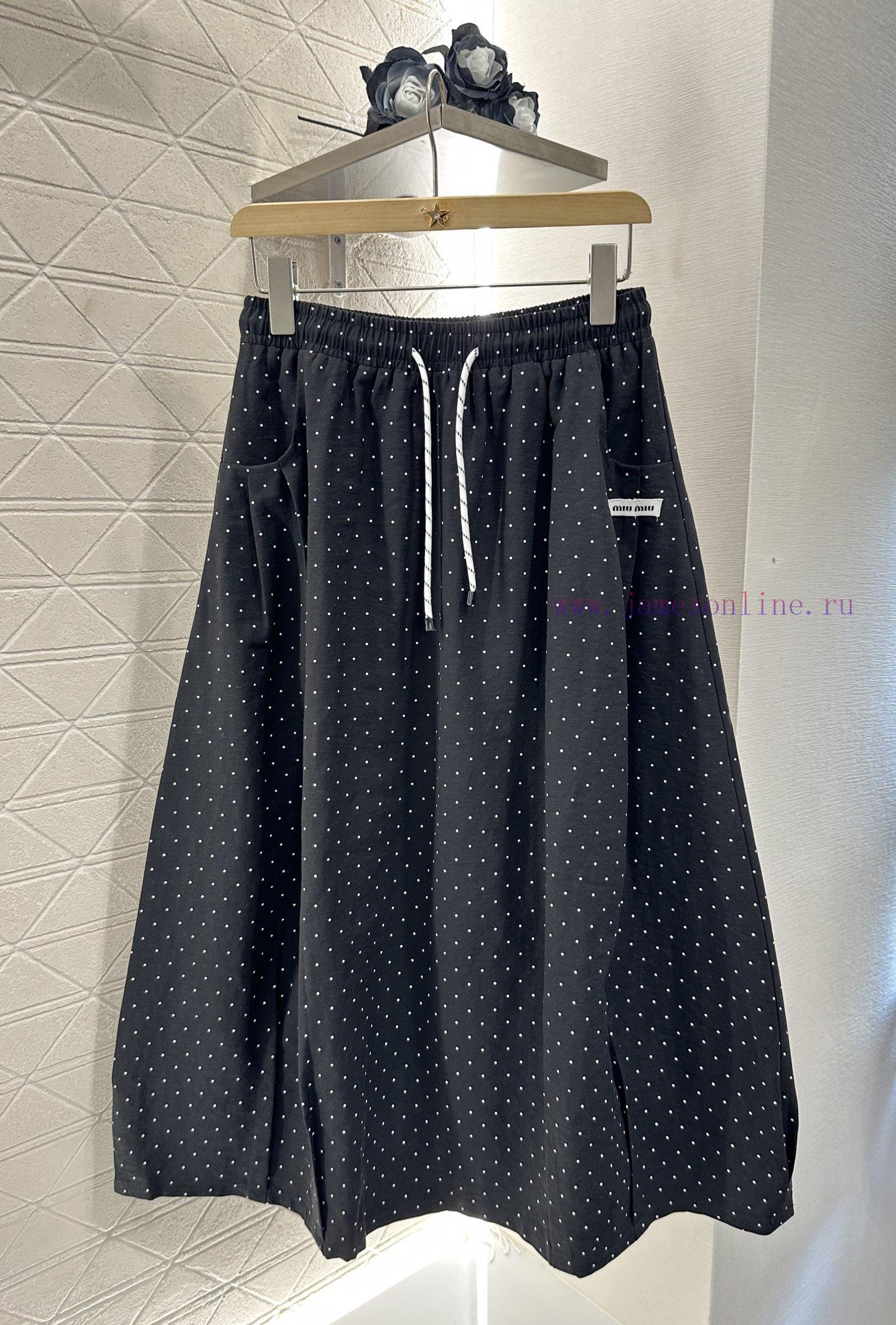 Miumi * 2025 New Product LaunchedHot Stamping Drawstring SkirtCustomized YB Imported Twill Cott al3ltqf2