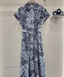 Louis Vuitton 2025 New Product LaunchPrinted Belt DressCustomized YB Imported Twill Thick Mater d342h5m7