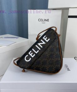 Loewe Bags 𝐂𝐞𝐥𝐢𝐧𝐞 Logo Printed Triangular Handbag Bag Triangle Bag Size 21 X 15 X 4cm Coated Canvas Calf L 84n3rd0q