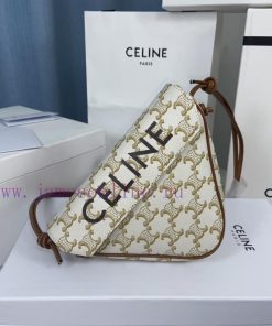 Loewe Bags 𝐂𝐞𝐥𝐢𝐧𝐞 Logo Printed Triangular Handbag Bag Triangle Bag Size 21 X 15 X 4cm Coated Canvas Calf L 1iobk3ew