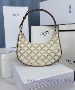 Loewe Bags 𝐂𝐞𝐥𝐢𝐧𝐞 AVA TRIOMPHE Canvas Handbag ZP Purchased And Printed Retro White Flower Armpit Bag Lisa 4q76yh5b