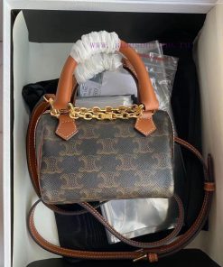 Loewe Bags New Compilation Mini Boston Cowhide Edging Fabric Lining Zipper Lock Shoulder Strap Adjustable 8vigkojg