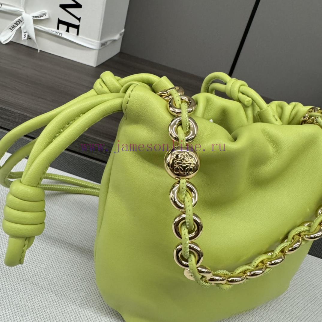 Loewe Bags The. LO ℮ W ℮ Mini Soft Nappa Goat Leather Flamenco Purse Bag Features A Pleated Design And Key 1o807q01 - Image 7
