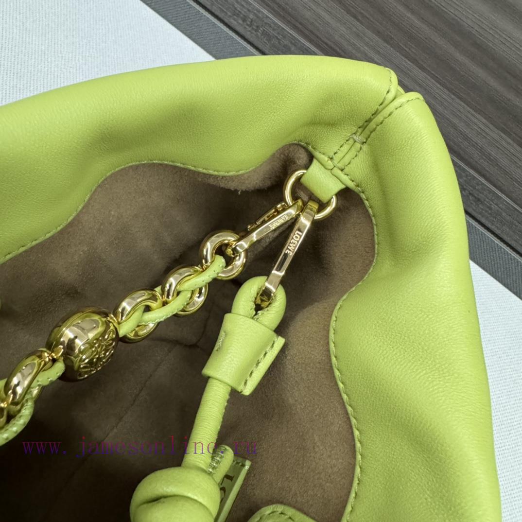 Loewe Bags The. LO ℮ W ℮ Mini Soft Nappa Goat Leather Flamenco Purse Bag Features A Pleated Design And Key 1o807q01 - Image 8