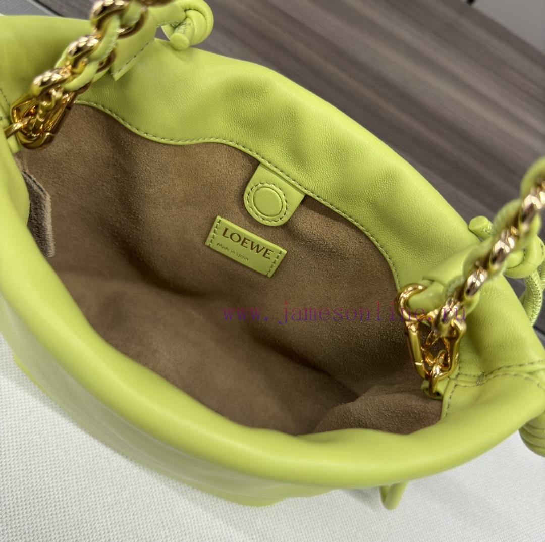 Loewe Bags The. LO ℮ W ℮ Mini Soft Nappa Goat Leather Flamenco Purse Bag Features A Pleated Design And Key 1o807q01 - Image 9