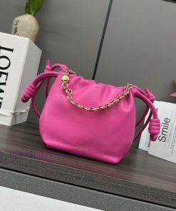 Loewe Bags The. LO ℮ W ℮ Mini Soft Nappa Goat Leather Flamenco Purse Bag Features A Pleated Design And Key dwbke24d