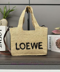 Loewe Bags . LO ℮ W ℮ New Small Coconut Fiber Font Tote Handbag Is A Rectangular Handbag Adorned With Cont riwhd5dq