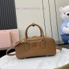 MiuMiu Bags New Miumiu Miu Arcadie Cowhide Medium (27cm) Bowling Handbag/Crossbody Bag - Cognac Leather Wit wdchdy8j