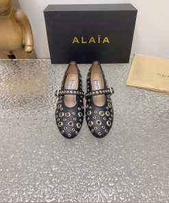 ALAIA Chicken Eye Buttoned Hole Shoes ALAIA 24SS French Fairy Ballet Flat Dance ShoesAzzedine A jit9maem