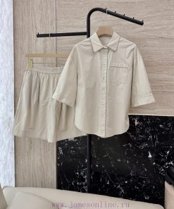 DG010 New Set ️BC Chain Decoration Mid Sleeve Shirt+Shorts Set Apricot Pink SMLUpdate Time: M ijlexbms