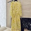 K004 New Dress ️35% Silk Cotton Printed Super Slimming Pleated Long Sleeved Dress In Two Colo e4i0lln2