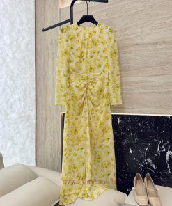 K004 New Dress ️35% Silk Cotton Printed Super Slimming Pleated Long Sleeved Dress In Two Colo e4i0lln2