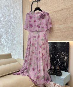 XF022 New Dress ️Kora Shawl Two-piece Three-dimensional Flower Rose Print Flowing Long Dress ru2hggnn
