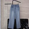 CX0114 New Denim Jeans ️Miu Home Letter Embroidered Denim Cotton Stretch Jeans White Blue Siz ojo1v61w