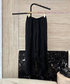 FL005 National Style Peony Jacquard 50% Silk Acetate Wide Leg Pants Black 38/40Update Time: Jun 79n092b1
