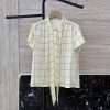 BS0935 New Shirt ️Loro Piana Plaid Printed Short Sleeved 100% Silk Printed Shirt 36/38/40/42U d2dgtvkw