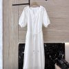 YM039 Zimm * Hollow Embroidered Short Sleeved 100% Linen Dress White SMLXLUpdate Time: June 26 cctb3vml