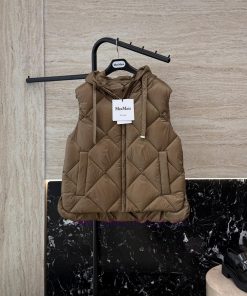 M8522 New Down Jacket ️Max Maxa Diamond Grid Hooded 90% White Goose Down Down Jacket In Brown 0fttvu8a