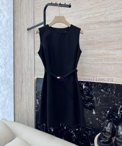 LM001 New Dress ️Theory 75% Woolen Silk Woolen Sleeveless Slimming Dress Small Black Dress Si vkr3eobh