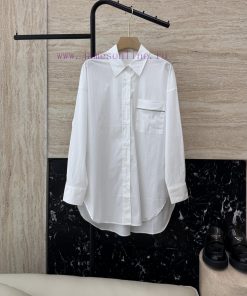 MY065 New Shirt ️Bc Chain Long Shirt 72% Cotton Long Sleeve Solid Color Shirt White SMLUpdate tqdalbtu