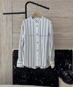 DG006 New Shirt ️100% Cotton Gold Button Striped Collarless Long Sleeved Shirt SMLUpdate Time mvyu5k4e