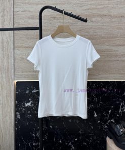 DG005 New T-shirt ️Loro Piana Haute Couture 100% Cotton Embroidered Small Logo Classic Short 00r3xvfr