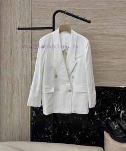 DG007 New Suit ️YSL 100% Linen Fabric Double Breasted Loose Suit Jacket Orange White SMLUpdat zzaxwj8m