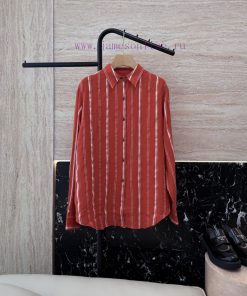 MY068 Hardworking Shirt ️Striped Grid 100% Linen Long Sleeved Shirt Brick Red MLXLUpdate Time vs8ydip7
