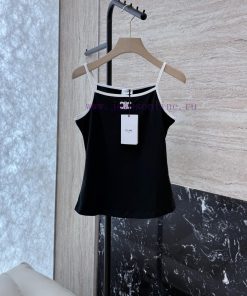 QG066 New T-shirt ️Celine Strap Embroidered Logo Sleeveless T-shirt Bead Embroidered SMLUpdat nwavaypr