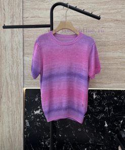 250041 New Knitted Sweater ️Loro Piana Short Sleeved Gradient Color Gold Button Cotton Short 65z3clxt