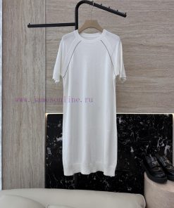 250082 New Knitted Dress ️BC 100% Linen Chain Short Sleeved Knitted Dress Black And White SML 21t437p9