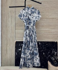 XF004 New Dress ️Dior Blue Butterfly Flower Printed Short Sleeved Cotton Dress SMLXLUpdate Ti ewxk82gr