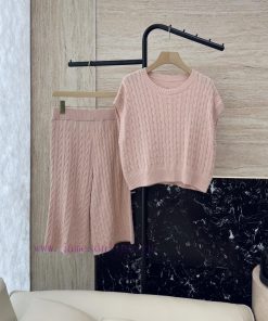 FG003 New Package ️BC 100% Cotton Bead Yarn Short Sleeved Knitting ➕ Mid Pants Set Pink And W toby1xhm