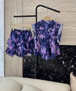 AX003 New Package ️Zimm... 100% Cotton Tie Dye Printed Ruffle Edge Palace Style Top ➕ Half Sk kcooq2do