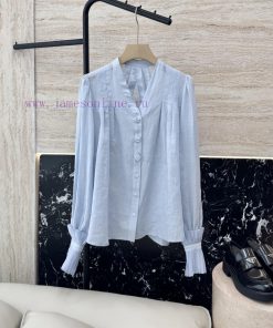 QY001 New Shirt ️Zimm... 100% Ramie Flower Button Palace Sleeve Long Sleeve Shirt White Light aq7eeosc