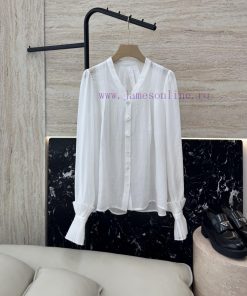 QY001 New Shirt ️Zimm... 100% Ramie Flower Button Palace Sleeve Long Sleeve Shirt White Light 9xvk8hlm