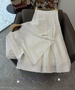 JC044 New Set ️Loro Piana Heavy Industries Embroidered Linen Cotton Embroidered Short Sleeve xp045kv3