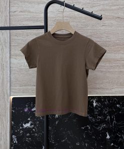 JC046 New T-shirt ️Zhihe Minimalist Style Short Sleeved Slim Fit T-shirt Coffee Color SMLUpda 62h49vst