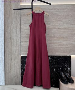 JC052 New Dress ️BC Hemp Cotton Slimming Backless Sleeveless Design Long Skirt Red Dress SMLX c175hwbj