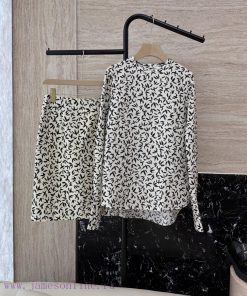 JC053 New Set ️Loro Piana Top Edition ❗ 100% Silk Printed Top ➕ Silk Printed Half Skirt With 7of2gew6