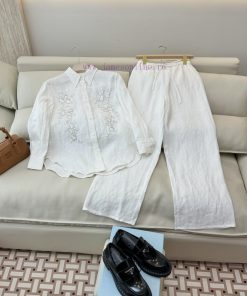 BS0429+0428 New Package ️ES 100% Linen Shirt ➕ Drawstring Design Wide Leg Linen Pants Set SML 02h4e002