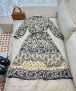 BS0432 New Dress ️Loro Piana's Hot Selling Positioning Printed Silk Dress With Long Sleeves 3 9v70z2g8