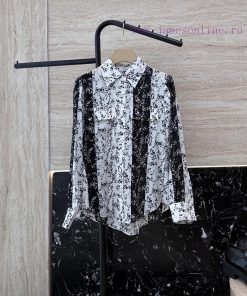 BS678 New Shirt ️100% Silk Color Blocked Floral Print Long Sleeved Silk Shirt 36/38/40/42Upda uxyu0i0n