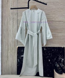 LL005 New Dress ️Zhihe Green Striped Slimming Round Neck Dress SMLUpdate Time: March 26 2025 c8b4rw4f